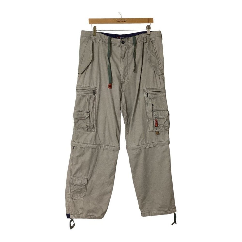 Vintage Bugle Boy Hybrid Cargo Pants /‎ Shorts Zip-Off Legs Size 36 W 30 In